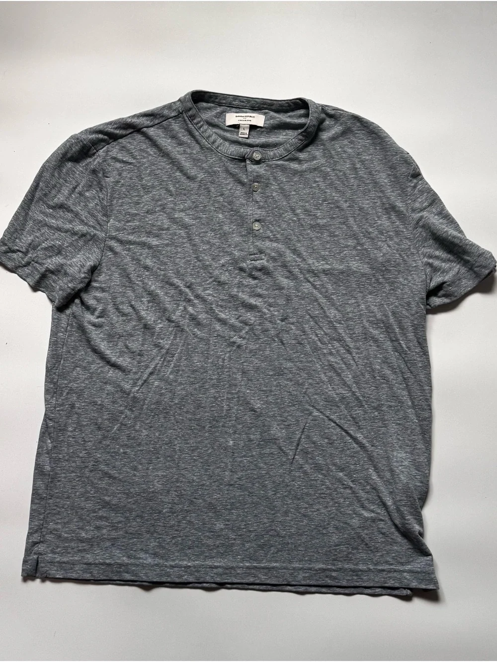 Banana Republic Linen Blend Light Blue Short-Sleeve Henley